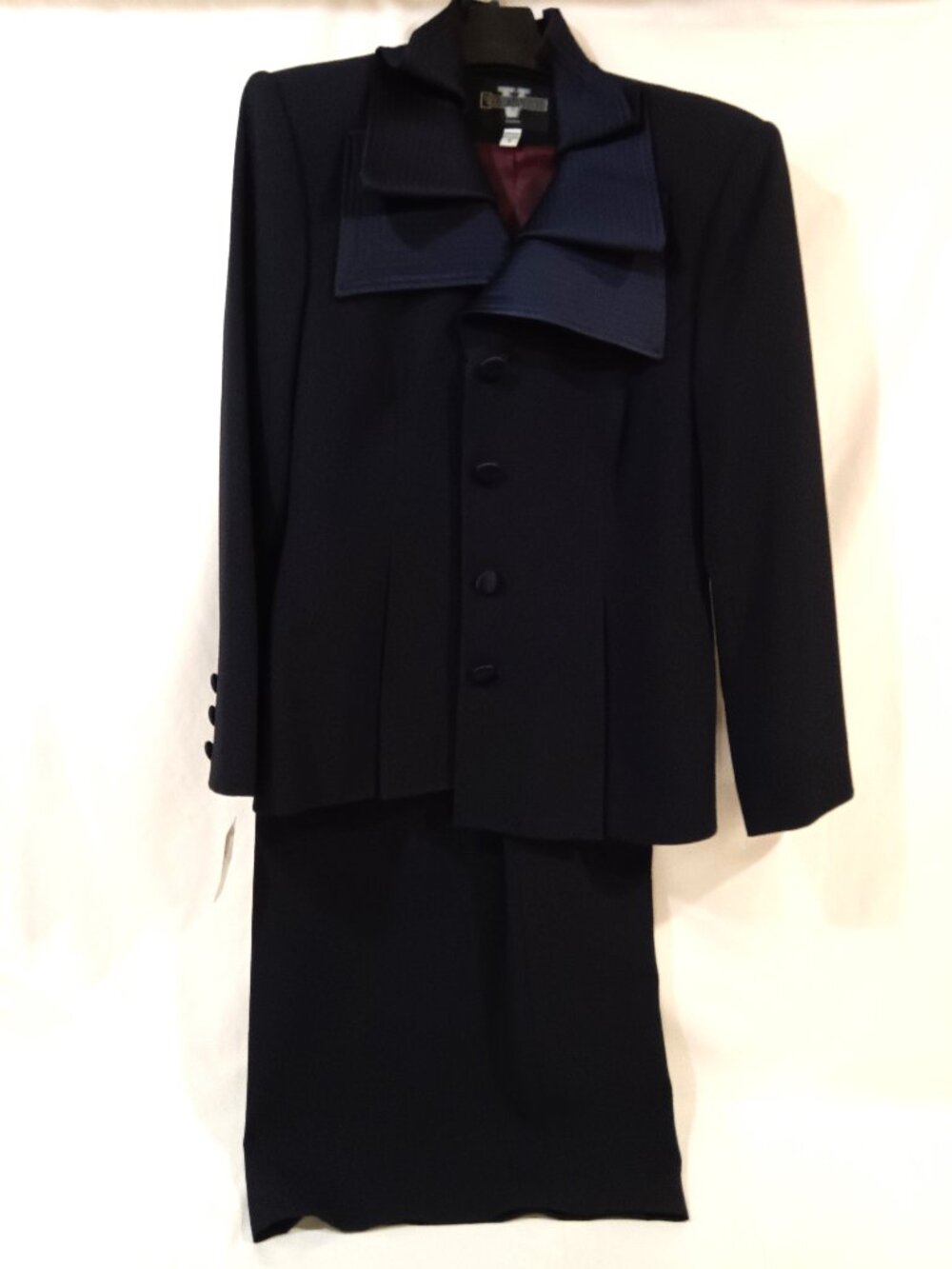Viscardi Skirt Suit Size 8 Fits M Vintage Women NWT Midnight Blue Straight Long
